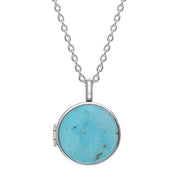 Sterling Silver Turquoise Small Round Locket, P3549C.