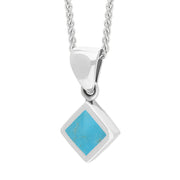 Sterling Silver Turquoise Dinky Square Necklace, P327.