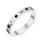 Sterling Silver Whitby Jet Jubilee Hallmark Collection Princess Cut 3mm Ring, R1199_3_JFH