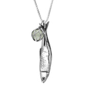 Sterling Silver Whitby Jet Emma Stothard Silver Darling Green Quartz Float Charm Necklace, P3595.