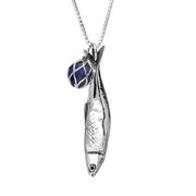 Sterling Silver Whitby Jet Emma Stothard Silver Darling Lapis Lazuli Float Charm Necklace, P3595.