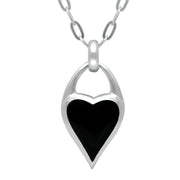 Sterling Silver Whitby Jet Heart Carrier Two Piece Set 