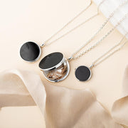 Sterling Silver Whitby Jet Large Round Locket, P3551C.