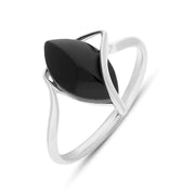 Sterling Silver Whitby Jet Marquise Ring, R1225