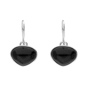 Sterling Silver Whitby Jet Monika Curved Triangle Drop Earrings. E1175.