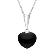 Sterling Silver Whitby Jet Monika Long Tapered Bale Heart Necklace, P1567