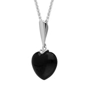 Sterling Silver Whitby Jet Monika Long Tapered Bale Heart Necklace, P1567_2