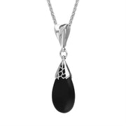Sterling Silver Whitby Jet Monika Pear Drop Necklace, P1565_2