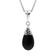 Sterling Silver Whitby Jet Monika Pear Drop Necklace, P1565