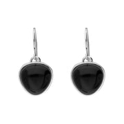 Sterling Silver Whitby Jet Monika Curved Triangle Drop Earrings. E1090
