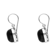 Sterling Silver Whitby Jet Monika Curved Triangle Drop Earrings. E1090_2