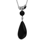 Sterling Silver Whitby Jet Monika Tube Bale Pear Drop Necklace, P1570_2