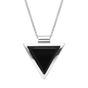 Sterling Silver Whitby Jet Monika Tube Bale Triangle Necklace, P1650