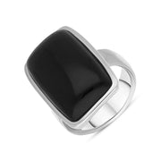 Sterling Silver Whitby Jet Oblong Ring, R836