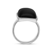 Sterling Silver Whitby Jet Oblong Ring, R83_2