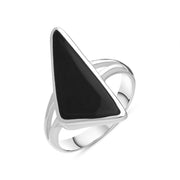 Sterling Silver Whitby Jet Organic Triangle Ring. R389