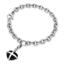 Designer sterling silver handmade heart charm bracelet