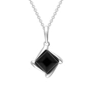Sterling Silver Whitby Jet Square Wave Necklace, P2523