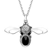 Sterling Silver Whitby Jet Stone Set Body Bee Necklace P3523