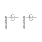 Sterling Silver Yellow Gold Heart Snowflake Stud Earrings, E2367