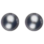 Sterling Silver 10mm Black Freshwater Pearl Stud Earrings. E631.