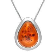 Sterling Silver Amber Chunky Pear Framed Necklace, P1432.