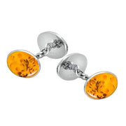 Sterling Silver Amber Four Stone Chain Cufflinks. CL006.
