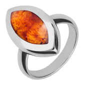 00005818 C W Sellors Sterling Silver Amber Framed Marquise Ring, R497.