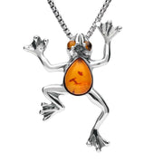 Sterling Silver Amber Frog Necklace P3165