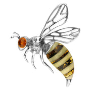 Sterling Silver Amber Honey Bee Brooch M353