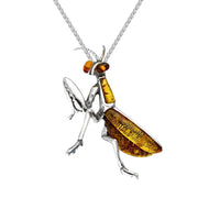 Sterling Silver Amber Mantis Necklace P3498