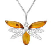 Sterling Silver Amber Moth Necklace P3502