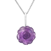 Sterling Silver Amethyst Tuberose Small Rose Necklace, P2850.