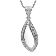 Sterling Silver Bauxite Marquise Shape Beaded Edge Necklace, P2088.