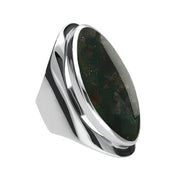 Sterling Silver Bloodstone Large Oval Statement Ring R013