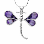 Sterling Silver Blue John Four Stone Dragonfly Necklace. P1473.