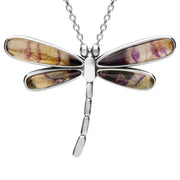 Sterling Silver Blue John Four Stone Small Dragonfly Necklace P1896