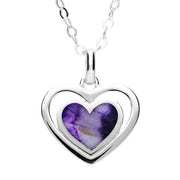 Sterling Silver Blue John Heart In Heart Necklace. P3007.