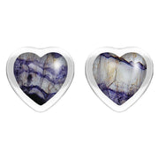 Sterling Silver Blue John Large Framed Heart Stud Earrings