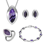 Sterling Silver Blue John Marquise Four Piece Set. S007 
