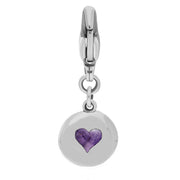Sterling Silver Blue John Round Shaped Heart Clip Charm, G665.