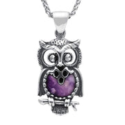 Sterling Silver Blue John Small Owl Necklace P2321