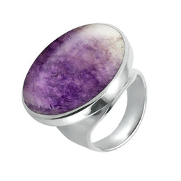 Sterling Silver Blue John Small Round Stone Ring R609 Handmade