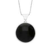Sterling Silver Blue John Whitby Jet Queens Jubilee Hallmark Double Sided Round Necklace, P146_JFH