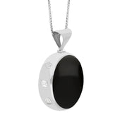 Sterling Silver Blue John Whitby Jet Queens Jubilee Hallmark Double Sided Round Necklace, P146_JFH