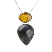 Sterling Silver Blue John and Amber Necklace, PUNQ0000511.