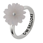 Sterling Silver Chalcedony Tuberose Daisy Ring, R997.