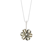 Sterling Silver Dark Mother of Pearl Tuberose Dahlia Necklace, P2856.