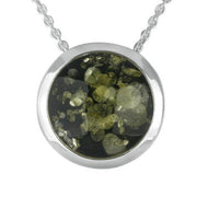 Sterling Silver Green Amber Round Framed Necklace, P2433.
