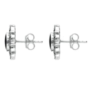 Sterling Silver Hematite Marcasite Round Stud Earrings E1634